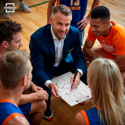 SCRIBBLEDO Basketball Dry Erase Coaching Clipboard Coach Board with Court Diagram, Double-Sided Strategy Whiteboard for Plays, Drills & Game Planning - style: Option 1
