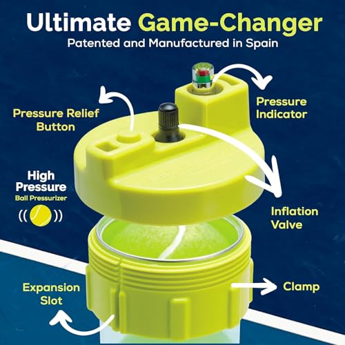 BALL RESCUER: Tennis Ball Pressurizer – Converts Compatible Tennis Ball Container into a 30 psi Ball Pressurizer & Extends Ball Life (Pump & Container not Included in Standard and Standard Plus) - size: With Pump & Ball Container