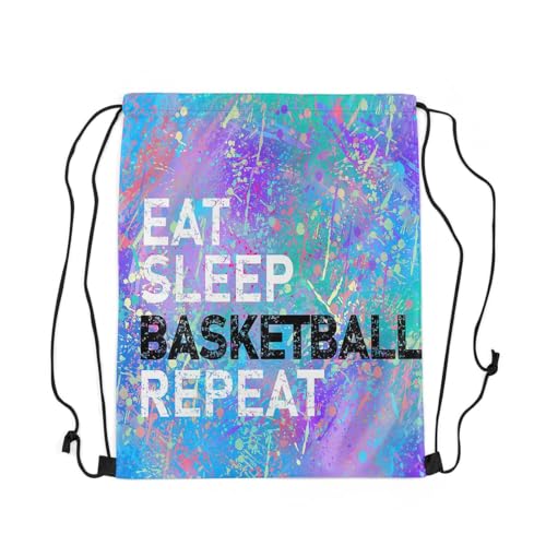 Castle Fairy Eat Sleep Basketball Repeat Drawstring Backpack,Camouflage Colorful Graffiti String Bag Shoulder Bags,Purple Blue Tie Dye Drawstring Bags for Picnic Gym Sport Travel - color: Purple 4