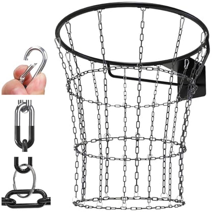 Insaga Chain Basketball Net Heavy Duty Metal - 19'' Basketball Chain Net for Hoop Outdoor Indoor Replacement, Rustproof Steel Chain Net for Standard 12-Loop Rim, Easy to Install