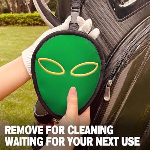 Golf Club Cleaner & Ball Cleaning Bag,Original Three-Layer Fabric Waterproof Technology,Golfer's Ultimate Green Clean Scrub Equipment Accessories,Removable Clips to Support Machine Washing - color: Green