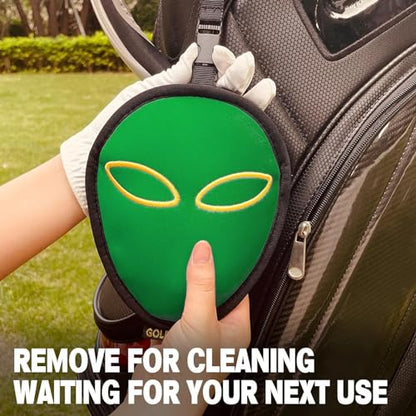 Golf Club Cleaner & Ball Cleaning Bag,Original Three-Layer Fabric Waterproof Technology,Golfer's Ultimate Green Clean Scrub Equipment Accessories,Removable Clips to Support Machine Washing - color: Green