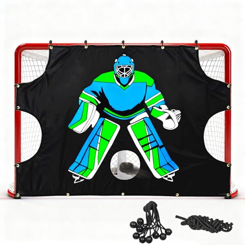 Ice Hockey Shooting Target: Quick Install Precision Practice Waterproof Training Aid Improve Accuracy for Outdoor Indoor Sport Field Teens Adult Coach Players - size: 72x48"