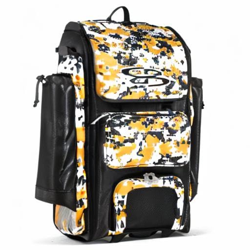 Boombah Catchers Superpack Hybrid Rolling Digital Camo Bat Bag - Multiple Colors - Wheeled & Backpack Version - color: Black/Gold