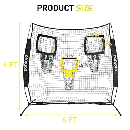 Zonlolo 6x6ft Football Training Net, Football Throwing Net with 3 Target Pockets, Portable QB Throwing Practice Equipment with Small Carry Bag,Most Suitable for Kids - color: Black