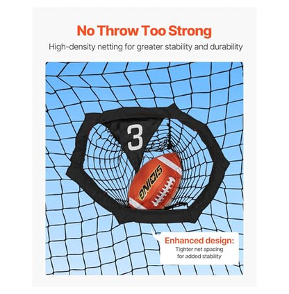 6 x 6 ft Football Trainer Throwing Net, Training Throwing Target Practice Net with 5 Target Pockets, Knotless Net Includes Straps and Portable Carry Case, Improve QB Throwing Accuracy, Black