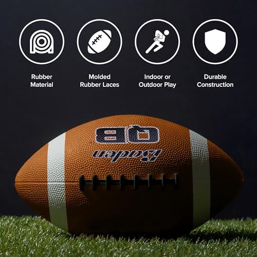 Baden QB Rubber Football | Molded Rubber Cover and Laces Holds up to Tough Conditions | Ideal for Backyard Play, Camps & Leagues | Brown | Pee-Wee, Junior, Youth, Official Sizes - size: Pee-Wee Size 5, style: Single Ball