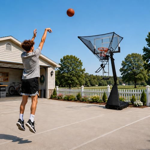 GAILEX Basketball Return System, Automatic Ball Return Net, 180° Rotating Chute, Quick Fold & Fast Storage, Roll & Go Design,Portable Basketball Training Equipment