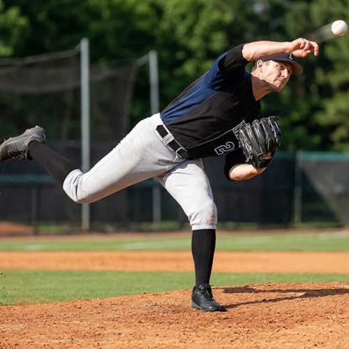 XZQTIVE Baseball Softball Socks and Baseball Softball Belt Combo Set Knee-High Soccer Socks for Kids Youth Adult - color: Black, size: Kid