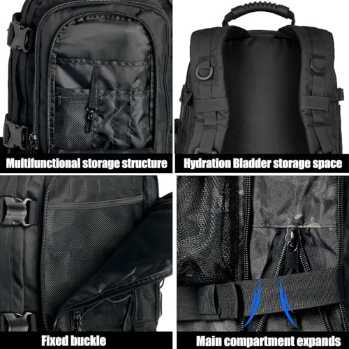 Miramrax Tactical Backpack Military Army Daypack - Assault Pack for Men Molle Backpacks Bug Out Bag 3 Day Pack for Hiking Camping Travel Hunting Rucksack Trekking Black - color: Black
