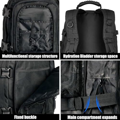 Miramrax Tactical Backpack Military Army Daypack - Assault Pack for Men Molle Backpacks Bug Out Bag 3 Day Pack for Hiking Camping Travel Hunting Rucksack Trekking Black - color: Black