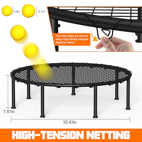 Roundnet Game Set Beach Ball Game Set with 3 Balls, High-Elasticity PE Net, Storage Carrying Case, Perfect for Lawn Beach Backyard Outdoor Games for Adults and Family (Air Pump not Included)