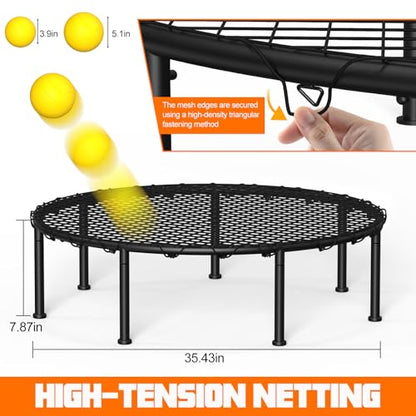 Roundnet Game Set Beach Ball Game Set with 3 Balls, High-Elasticity PE Net, Storage Carrying Case, Perfect for Lawn Beach Backyard Outdoor Games for Adults and Family (Air Pump not Included)