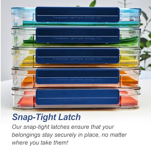 CATOOMUU Clear Portable Slim Project Case 9 X 13 Plastic Storage File Box For Letter A4 Paper Photo Documents Scrapbook, 3 Count - color: Small-Blue