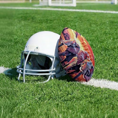 American Football, Official Size 11.9 x 7.3 Inch, Premium Composite Leather High-Grip Ball with Pro-Style Lacing, Unique Prints for Training, Games & Gifts - color: Elephants Sunset