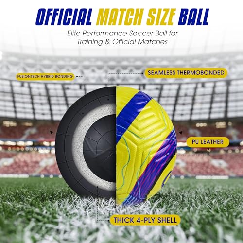 STRIKA Soccer Ball – Match-Level Performance, Seamless Hybrid Bonded (No-Stitch), True Flight Control, All-Weather Durability – Size 5 & 4 Training & Game Ball