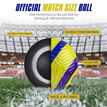 STRIKA Soccer Ball – Match-Level Performance, Seamless Hybrid Bonded (No-Stitch), True Flight Control, All-Weather Durability – Size 5 & 4 Training & Game Ball