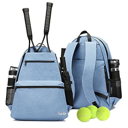Tennis Bag Professional Tennis Backpack for Men and Women Racket Bags Holds 2 Rackets with Ventilated Shoe Compartment - color: Sky Blue