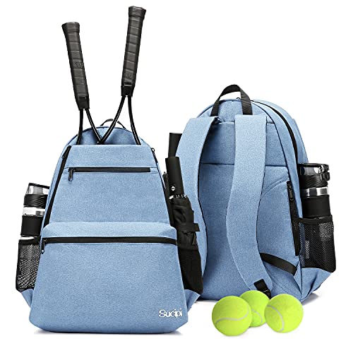 Tennis Bag Professional Tennis Backpack for Men and Women Racket Bags Holds 2 Rackets with Ventilated Shoe Compartment - color: Sky Blue