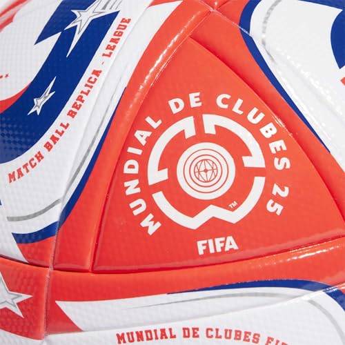 adidas FIFA Club World Cup Club Ball - Inspired Design, Durable Construction, Official Tournament Logo - color: White/Lucid Red/Power Blue/Silver/League, size: 5