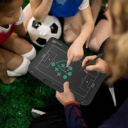 13.5'' Electronic Football Tactical Board, Basketball Coaching LCD Soccer Strategy Board With Stylus Pen, Marker Training Writing Tablet Coach Gifts - color: Football Black