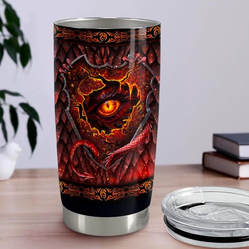 SANDJEST Dragon Tumbler 20oz Stainless Steel Insulated Coffee Travel Mug Cup for Men Dragon Gifts for Birthday Christmas Fathers Day - color: Dragon