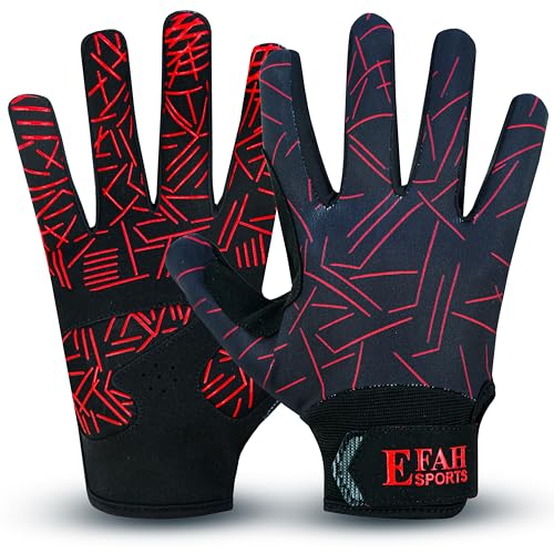 Baseball Batting Gloves for Youth Adult Mens Kids Boys Padded Comfortable Softball Batting Gloves with Super Grip Finger Fit Palms - color: RED, size: Youth Medium