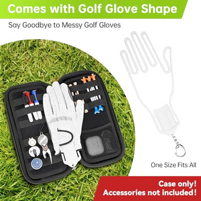 YOREPEK Golf Glove Holder with Removable Glove Shaper, Golf Valentines Gift, Protective Hard Shell Golf Accessories Case Bag with 2 Dividers Fits Balls, Tees, Markers, Cool Gifts for Golfers