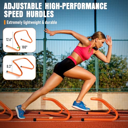 MUROZA Agility Ladder & Soccer Goal Training Set, 20ft Speed Ladder with Cones, Hurdles, Jump Rope & Parachute, Plus 2 Pack Pop Up Kids Soccer Goals with Ball & Cones for Backyard Sports Practice
