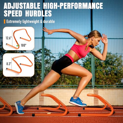 MUROZA Agility Ladder & Soccer Goal Training Set, 20ft Speed Ladder with Cones, Hurdles, Jump Rope & Parachute, Plus 2 Pack Pop Up Kids Soccer Goals with Ball & Cones for Backyard Sports Practice