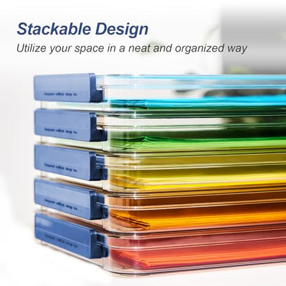 CATOOMUU Clear Portable Slim Project Case 9 X 13 Plastic Storage File Box For Letter A4 Paper Photo Documents Scrapbook, 3 Count - color: Small-Blue