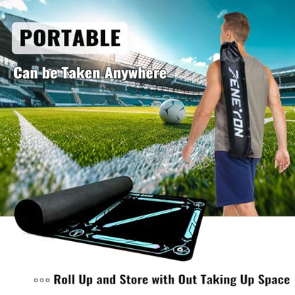 Soccer Training Equipment,Soccer Training Mat Improve Strength,Agility and Coordination,Anti-Slip Silent Absorption Soccer Footwork Training Mat,Soccer Trainer for Indoor/Outdoor Drills - style: Professional Set 47*31 IN - B