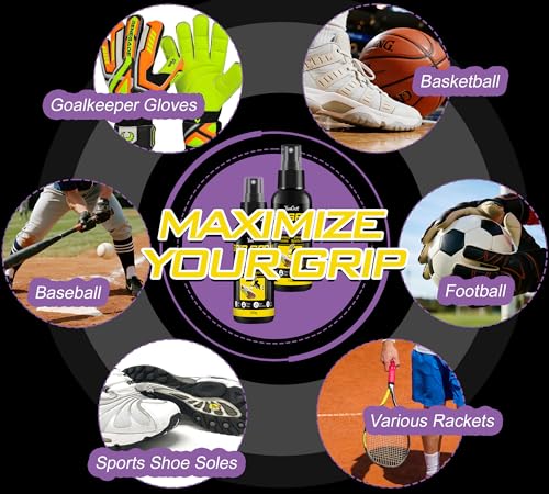 Grip Spray, 7oz Basketball Shoe Grip Spray, Anti-Slip Traction Enhancer with Long-Lasting Performance, Grip Power and Balance Control for Basketball Soles, Goalkeeper Gloves, Golf, Various Rackets