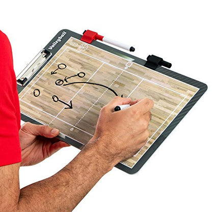 Champion Sports Large & XL Dry Erase Board For Coaching - Whiteboards for Strategizing, Techniques, Plays - 2-Sided Boards with Front Side Full Field - Backside Half Field and Lineup - color: Volleyball, style: Standard Coaches Board
