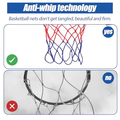 2 Pack Mini Basketball Nets Replacement 8 Loops Basketball Hoop Net for Indoor and Outdoor Small Rim