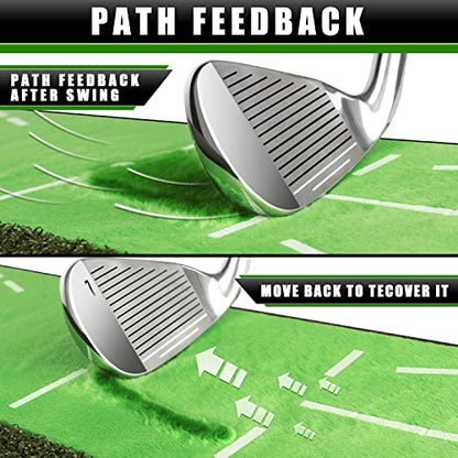 CHAMPKEY Heavy-Duty Golf Hitting Mat - Swing Path Feedback Golf Practice Mat - Ideal for Indoor and Outdoor Training - size: 13" x 17", style: Impact & Fairway Mat with 2 Pads