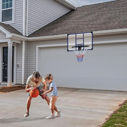 35" x 24" Pro Wall-Mounted Folding Basketball Hoop – Shatterproof Backboard, 18" Heavy-Duty Metal Rim, All-Weather Mesh Net, Easy Indoor/Outdoor Installation for Homes, Garages & Offices