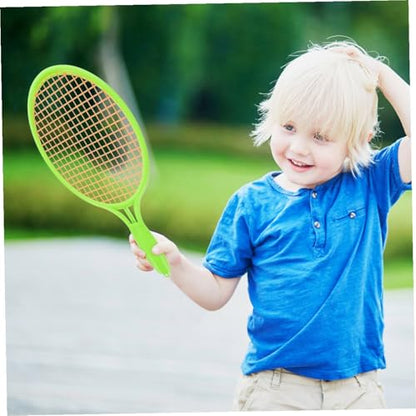 Kisangel Tennis with Balls Durable Outdoor Sports Racket for Boys and Safe Plastic Mini Tennis Racket for Parent Play and Skill Development Green