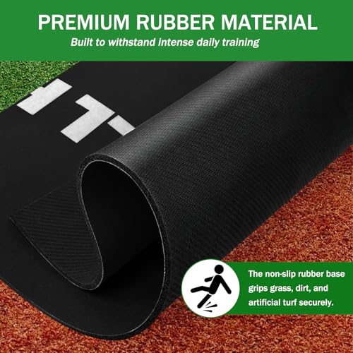Baseball Training Mat, Baseball and Softball Batter Stance Hitting Mat, Improve Posture, Batting Mat with Toes Facing Place, Silent Anti-Skid, Baseball Training Equipment, 35.4 * 23.6 Inch - color: Black B
