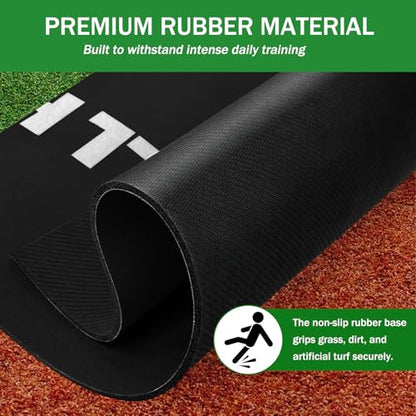 Baseball Training Mat, Baseball and Softball Batter Stance Hitting Mat, Improve Posture, Batting Mat with Toes Facing Place, Silent Anti-Skid, Baseball Training Equipment, 35.4 * 23.6 Inch - color: Black B