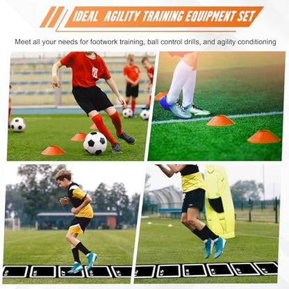 Agility Ladder Set: 15ft Rubber Non-Slip Agility Training Ladder with 10 Soccer Cones for Outdoor Agility Training| Basketball Fitness Soccer Training Equipment for Adults Youth