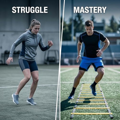 19.7 ft Agility Ladder, 16.5 in Wide PE Multi-Sport Footwork Ladder for Speed and Balance Training, with Storage Bag, for Youth Athletics and Coordination Drills