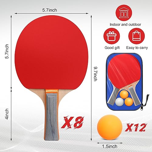 Liliful Table Tennis Rackets Set with Table Tennis Balls and Storage Bags for Indoor Outdoor