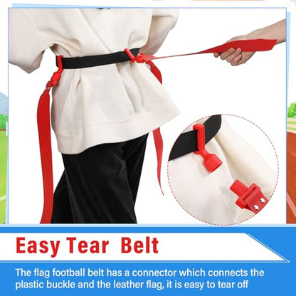 Hungdao 10/12 Players Flag Football Belts and Flags Adjustable Football Belts for Kids Teens Adults Team Training Sport Event - color: Red, Yellow