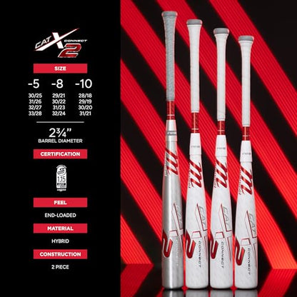 Marucci CATX2 Connect Senior League, 2 3/4" Barrel, -5, -8, -10 Drop, USSSA, End-Loaded