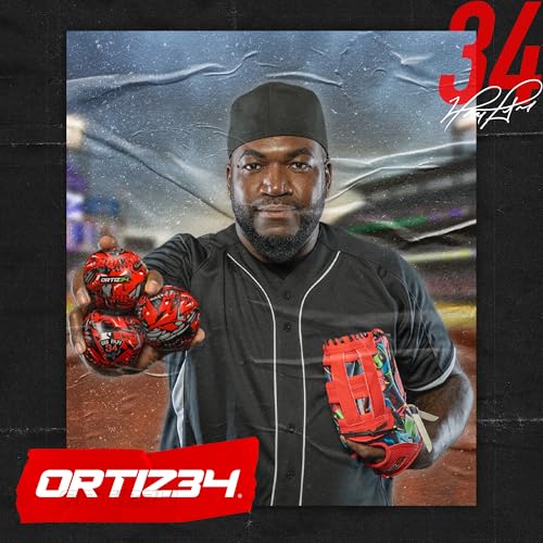 9" Graffiti T-Ball Glove- David Ortiz Graffiti Youth Baseball Glove- Right Hand Throw, Easy to Close, No Break-in Needed, Lightweight, Made for Youth - color: Green/Red