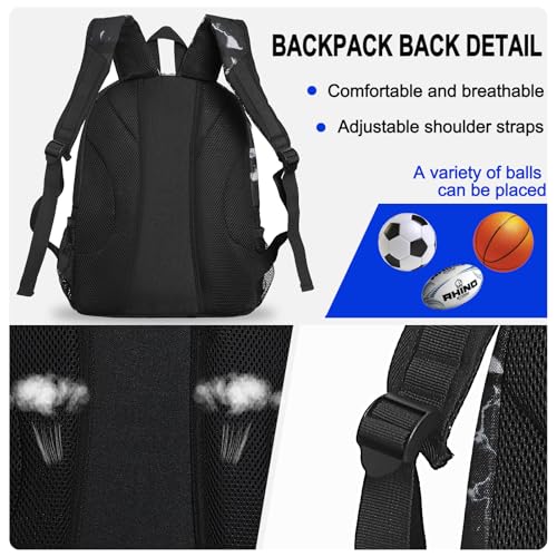 Goloni Youth Soccer Bag,Basketball Bag with Ball Compartment & Shoe Compartment,Backpack for Football Volleyball Basketball - color: Marble