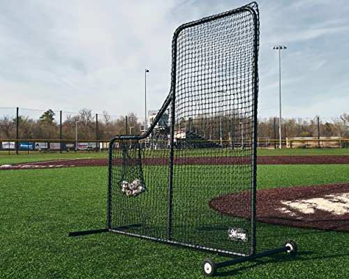 Murray Sporting Goods Baseball Batting L-Screen Protective Net | Pitching L Screen with Portable Wheels, Baseball Sack and Hip Protector for Batting Practice