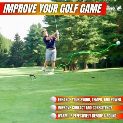 Swing Away! Golf Training Tool for Drivers & Irons - Practice Your Golf Swing in The Backyard with A Real Golf Ball & Experience 50 Feet of Ball Flight Feedback - color: Neon Green