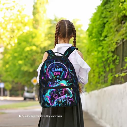 Video Game Backpack for Boys School Backpack for Kids Children Teens Elementary Middle School Students Bookbag Ages 6-18, Game Bookbag Travel Back Pack - color: Gamepad